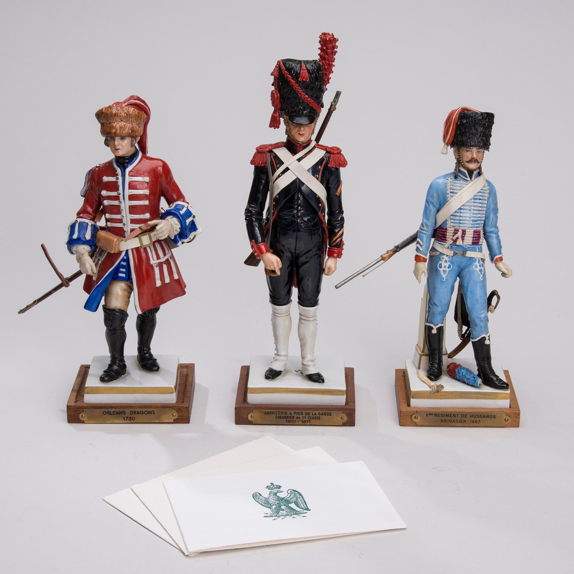 FIGURINER, 3 st, porslin, Les Collections Van Gerdinge, Frankrike, 1900-tal.