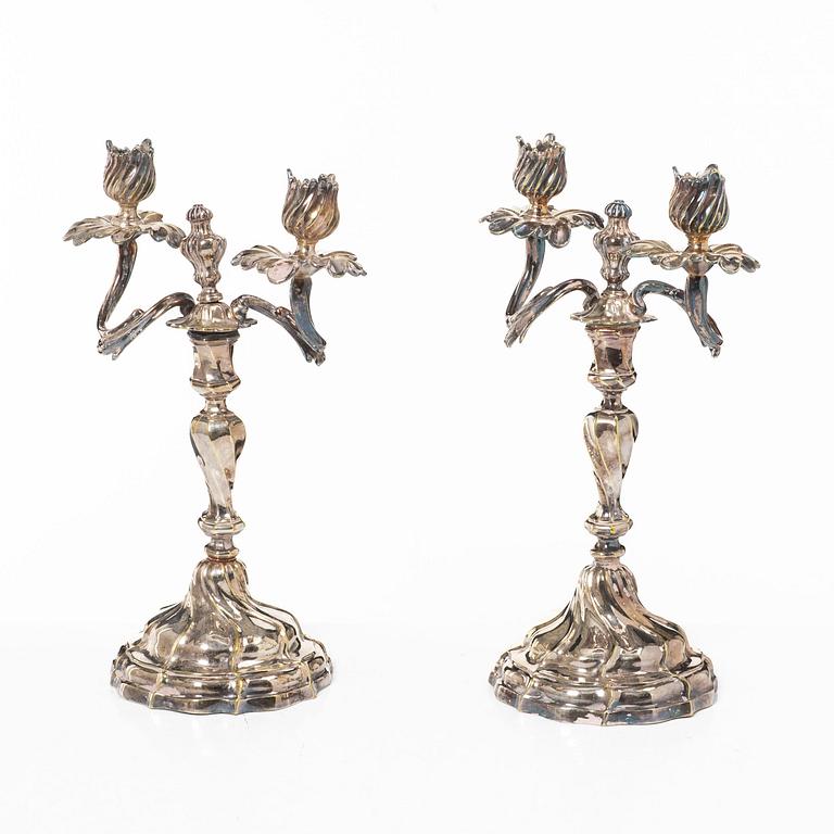 Candelabra, a pair, Rococo style, 20th century.