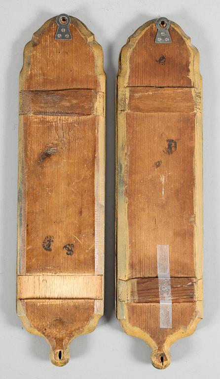 SPEGELLAMPETTER, 1 par, rokoko, Anders Carlsson, Spegelfabrikör i Norrköping 1738-1801, Norrköpings Hallstämpel.