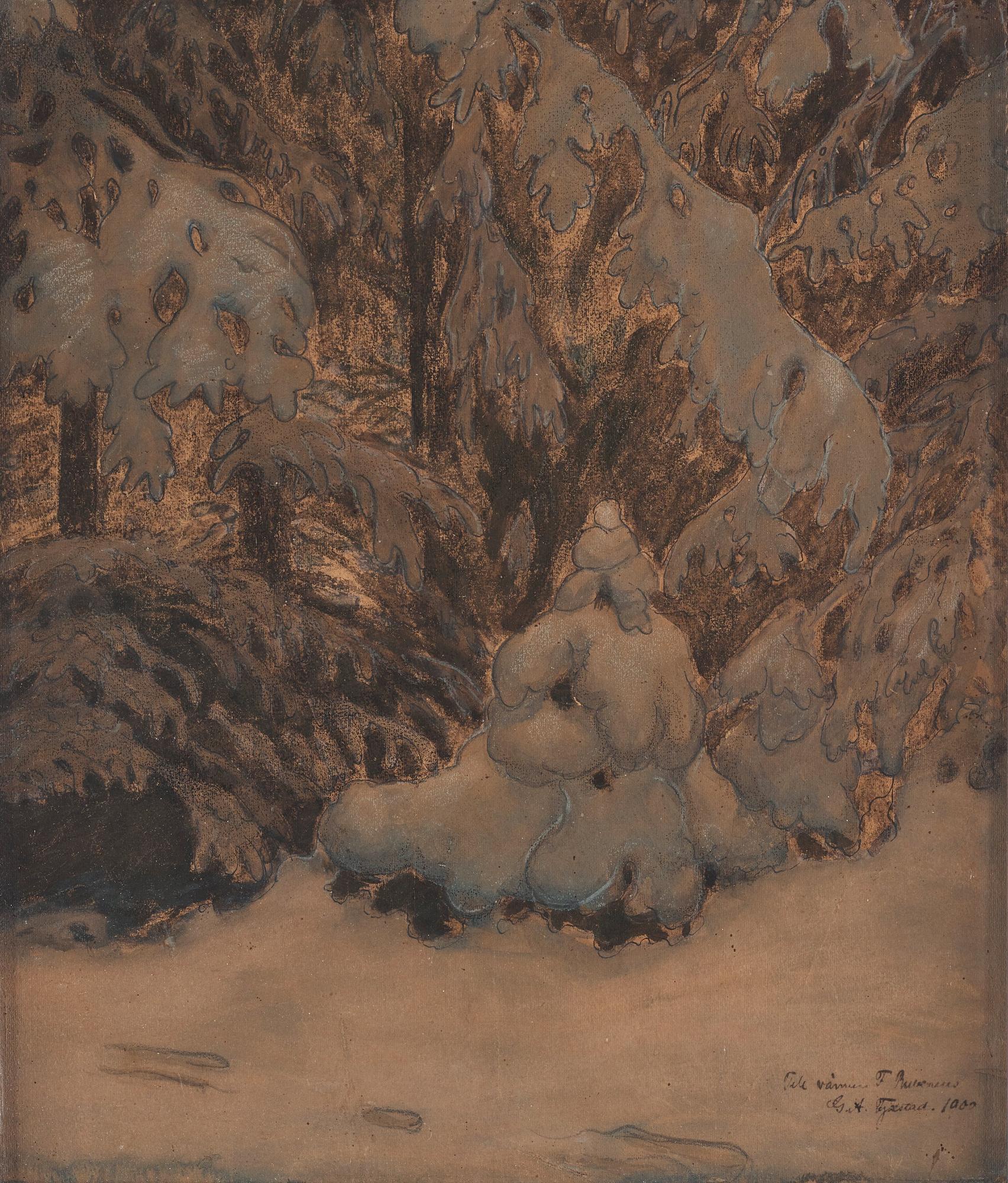 Gustaf Fjaestad, Snowy landscape.