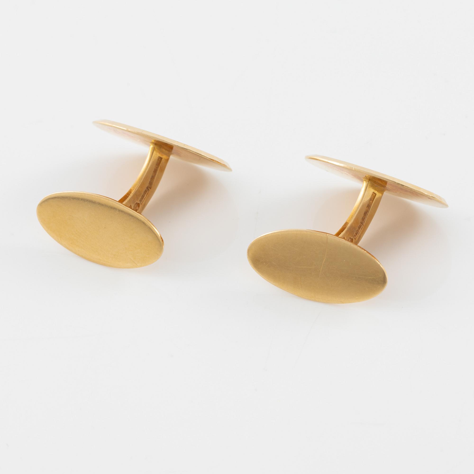 Manschettknappar, ett par, 18K guld, med monogram.