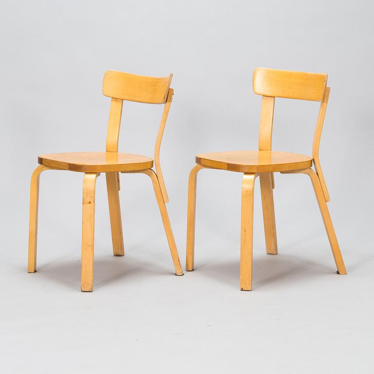 Alvar Aalto, six chairs model 69, Artek, 1950s-60s.