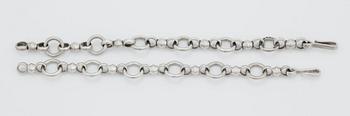 Wiwen Nilsson, two sterling "gürtel" bracelets, Lund 1949, -61.