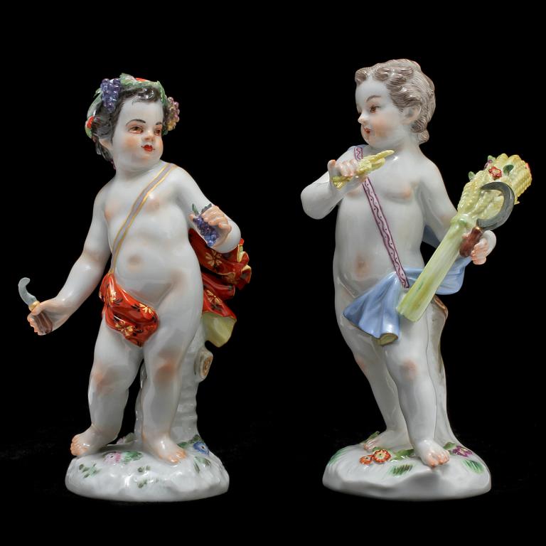 FIGURINER, 2 st, porslin, Meissen, omkring 1900.