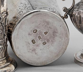 SILVER, 3 delar, England. 1800-tal. Tot ca 709 g.