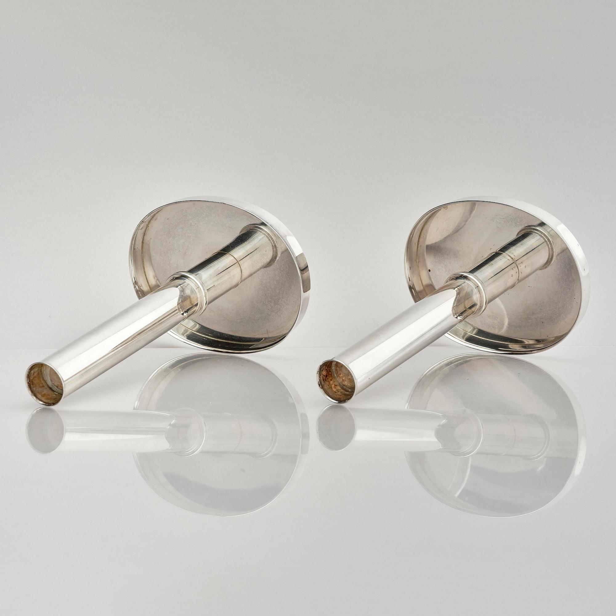 Sigurd Persson, a pair of silver candlesticks, Stockholm 1965.