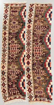 A pair of Anatolia antique Kilims ca 340 x 86 cm each.