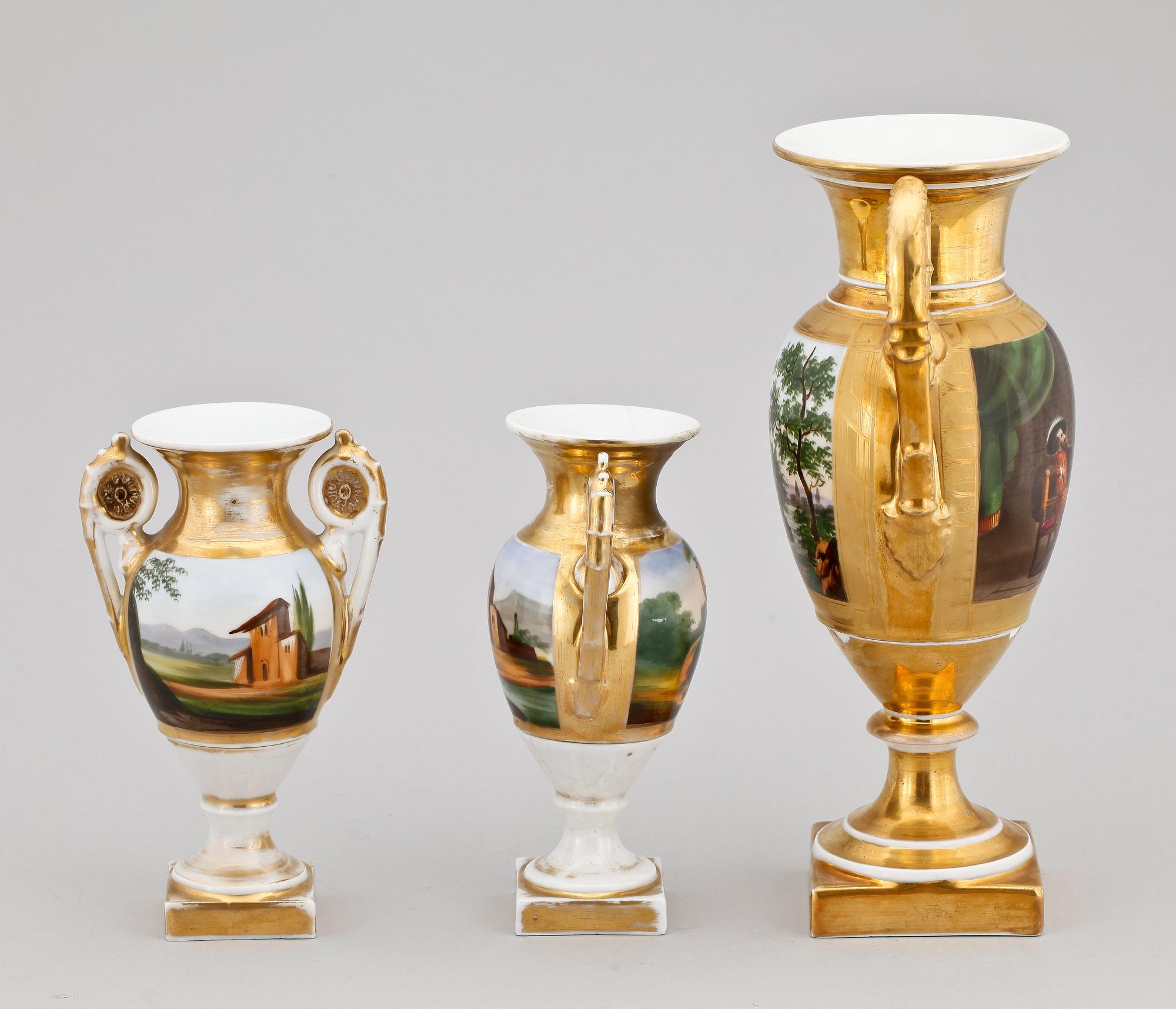 URNOR, 2+1, porslin, senempire, troligen Frankrike, 1800-talets mitt.