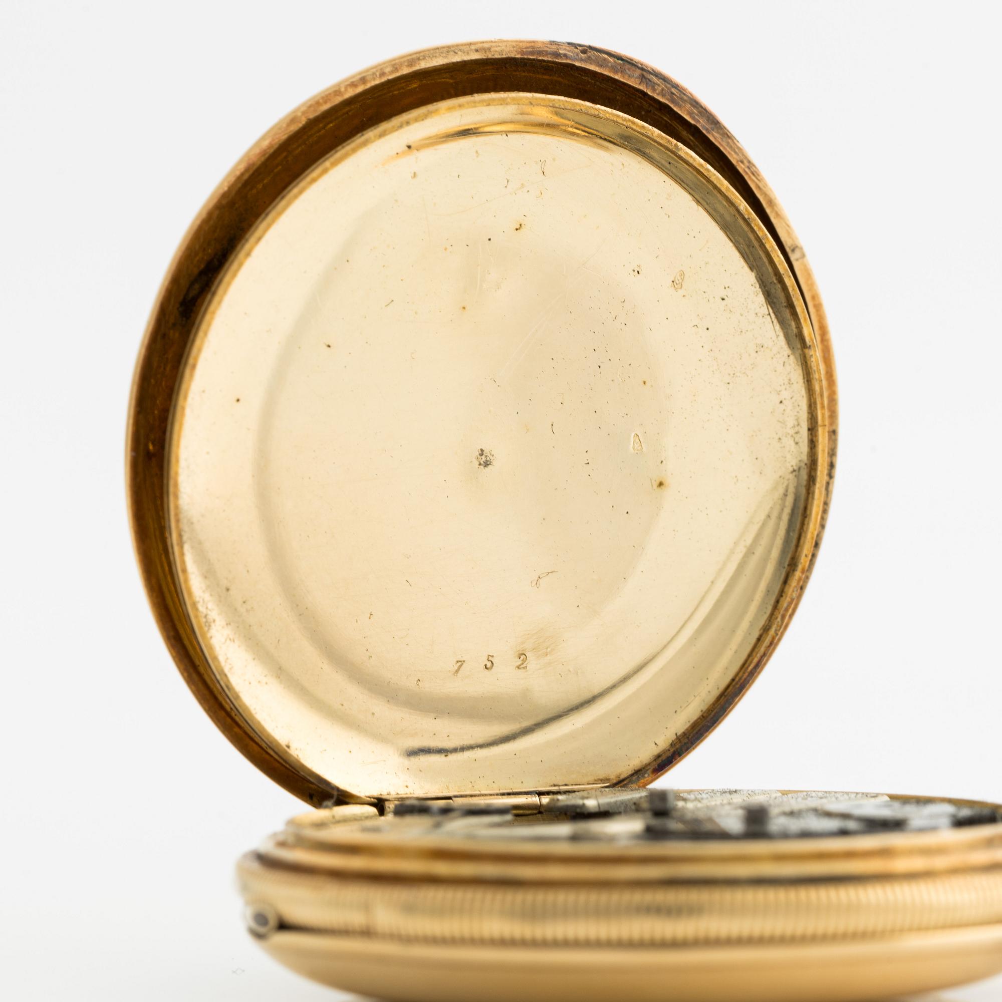 B. Haas Jeune, Paris-Geneve, pocket watch, hunter, 49 mm.