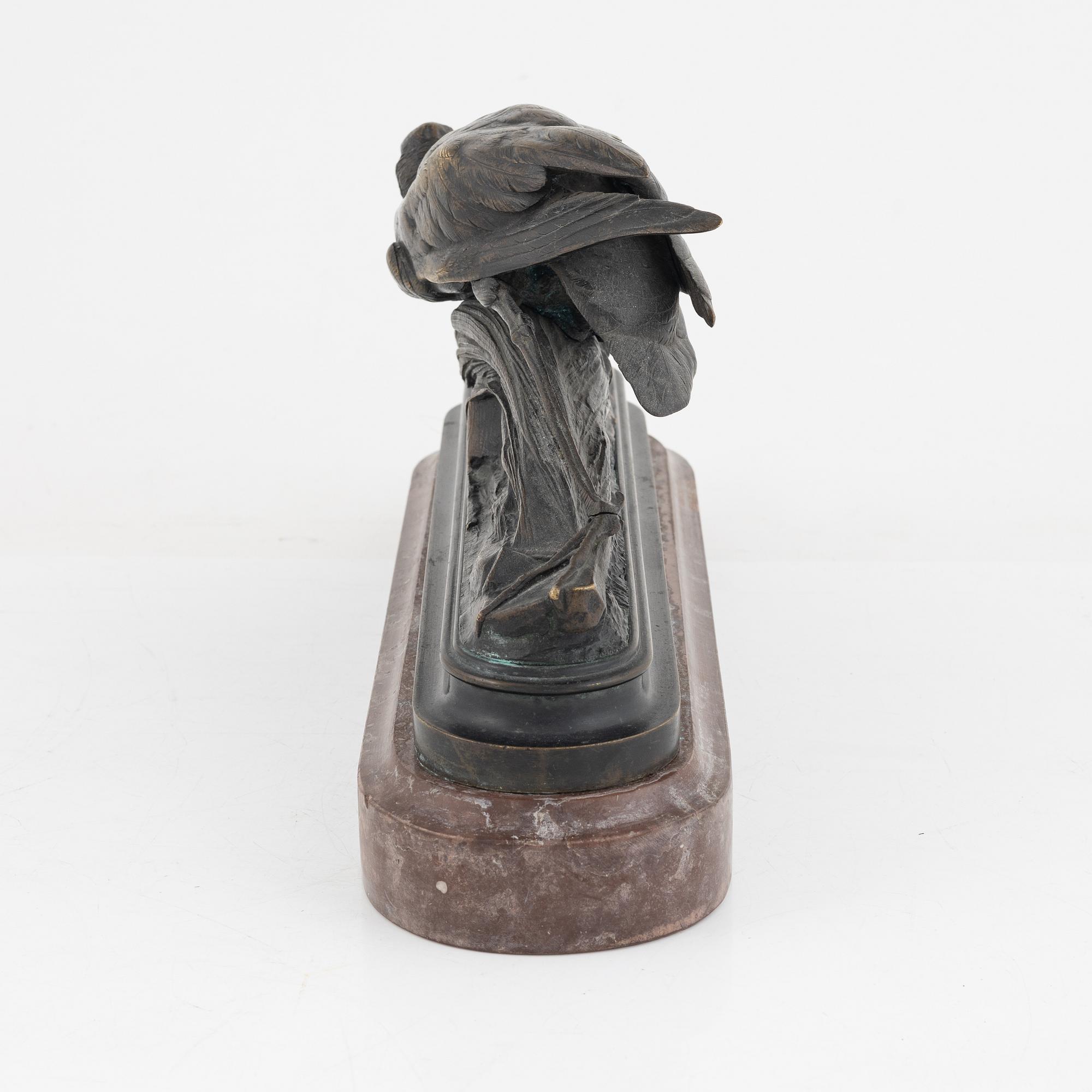 Auguste Cain, kopia efter. Häger och groda.