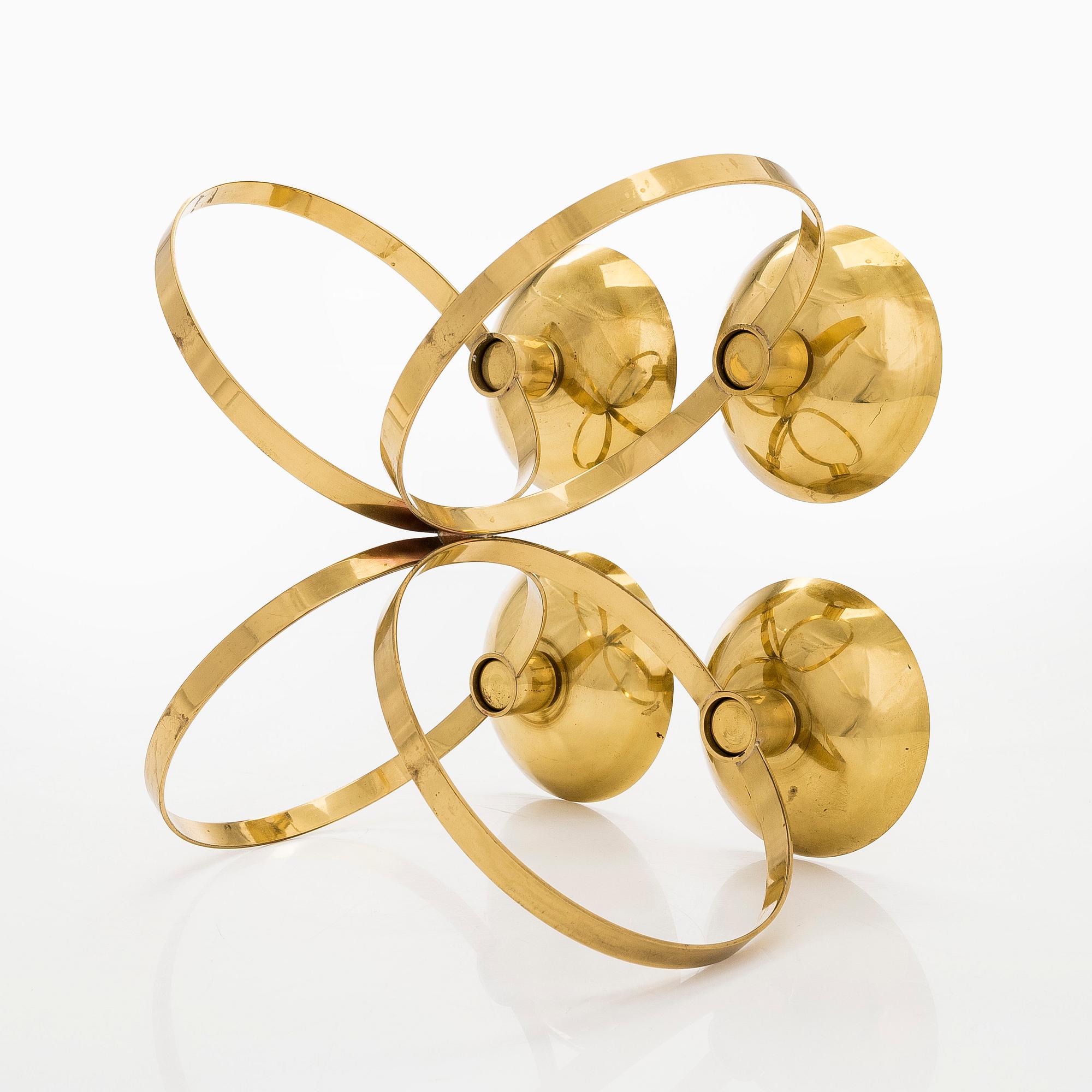 Kaija Aarikka, A 'Pöytälukki' brass candelabrum, Aarikka Finland. Model designed in 1974.