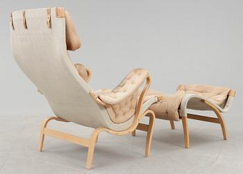 FÅTÖLJ och FOTPALL, ett par, "Pernilla", Bruno Mathsson för DUX.