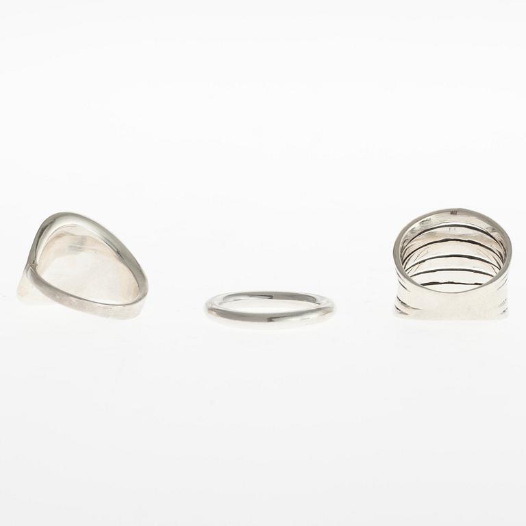 RINGAR, 3 st, sterling silver, bl.a. Jalo, 1900-talets slut.