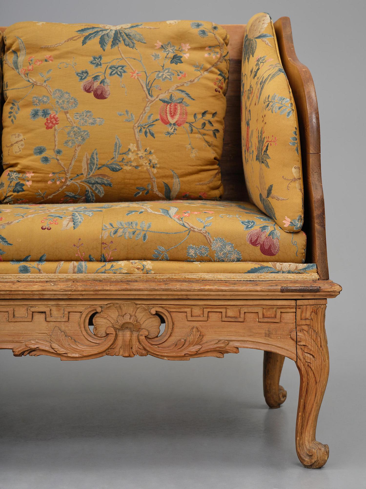 A rococo sofa attributed to C. Tietze (master in Stockholm 1764-91).