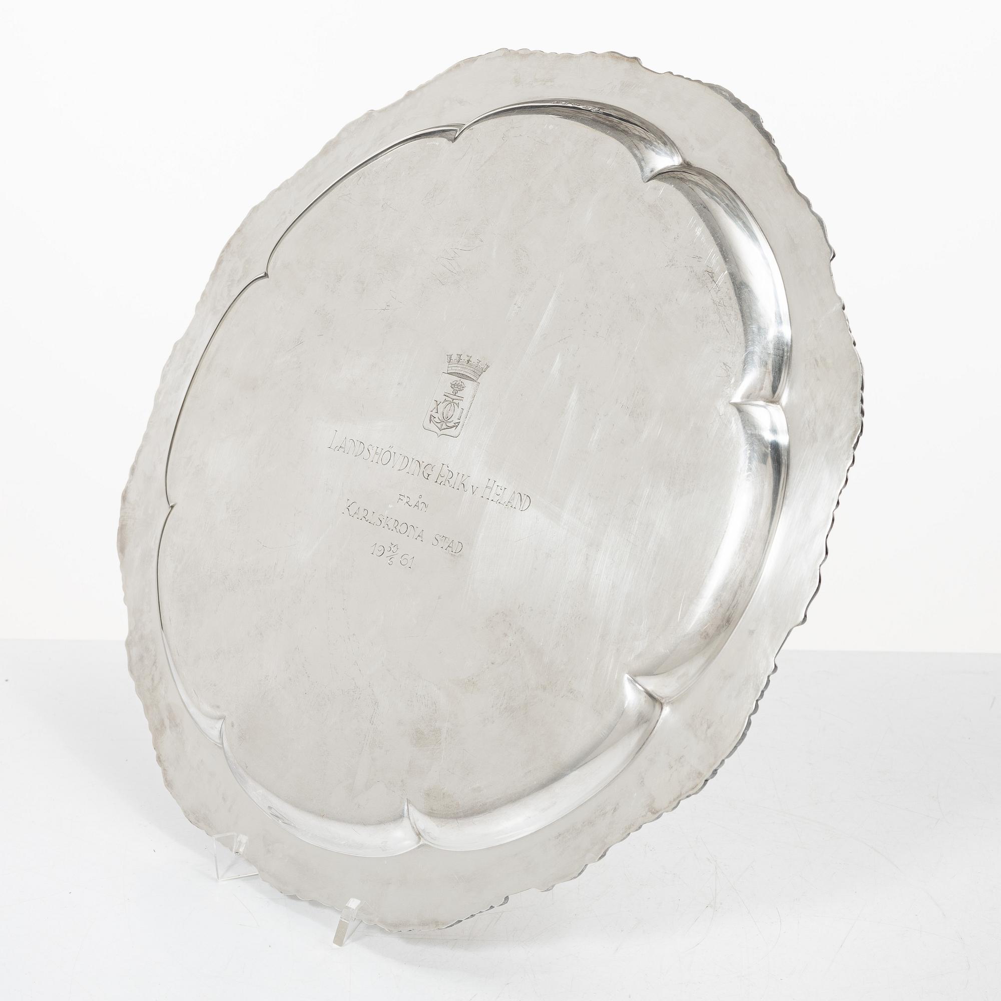 C.G. Hallberg, Tray, silver, Stockholm 1953.