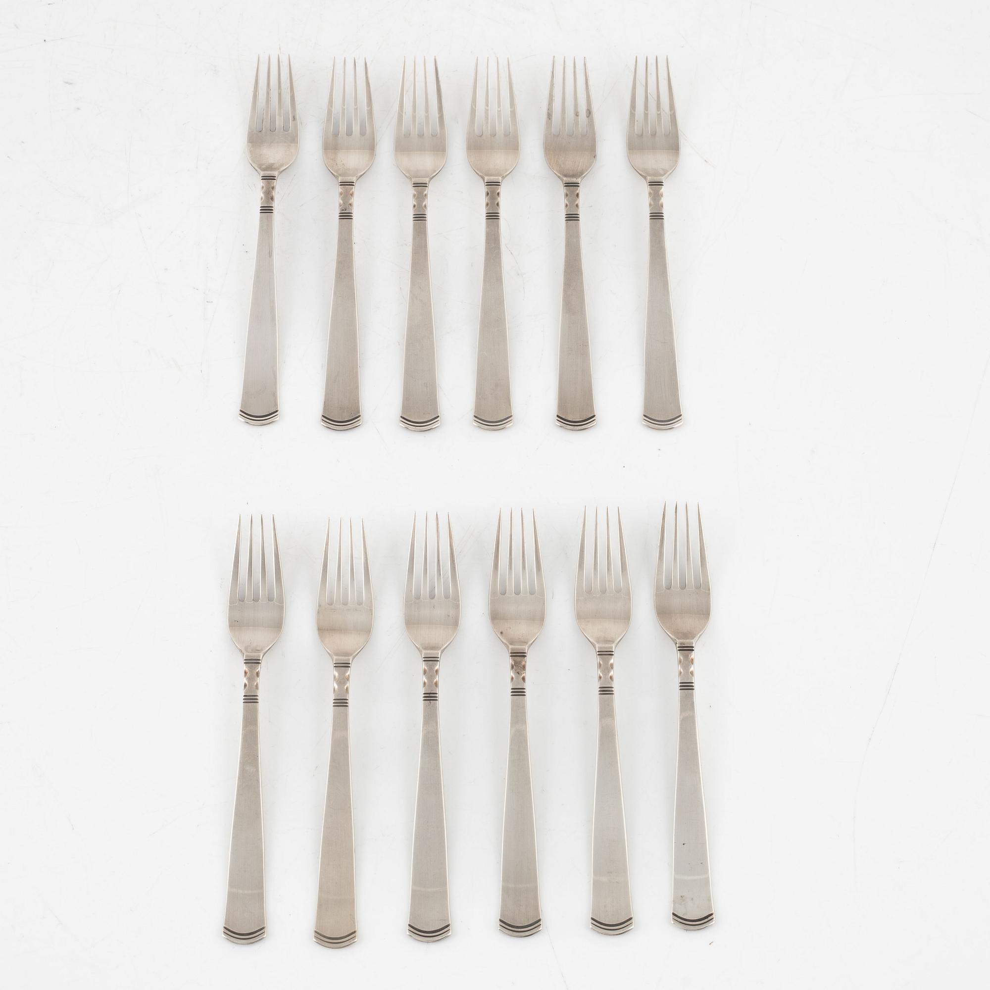 Jacob Ängman, smörgåsbestick, 24 delar, silver, modell "Rosenholm", GAB, Eskilstuna, bl a 2001.