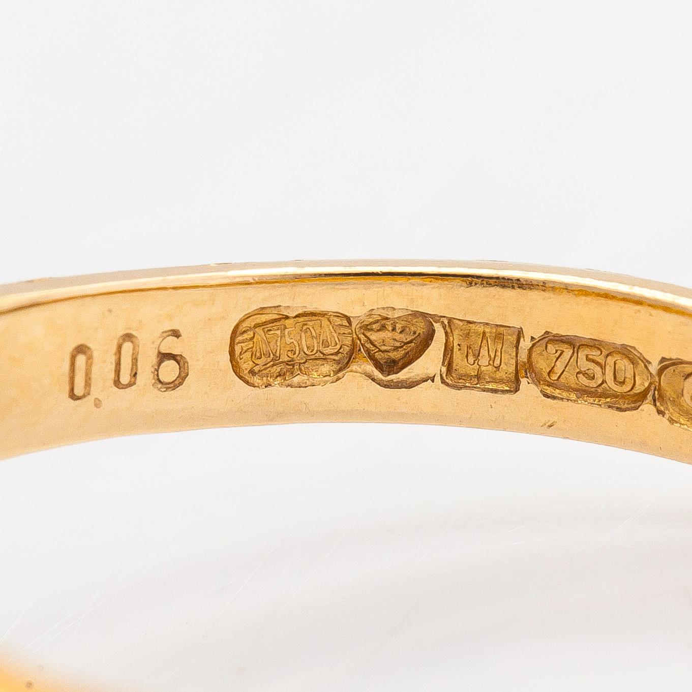 Björn Weckström, ring, "Amalthea", 18K guld, platina och diamant ca 0.06 ct enligt gravyr. Lapponia 1980.