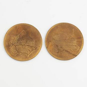 Two commemorative medals, honouring the completion of the Government buildidngs in Guangzhou, China 1934.