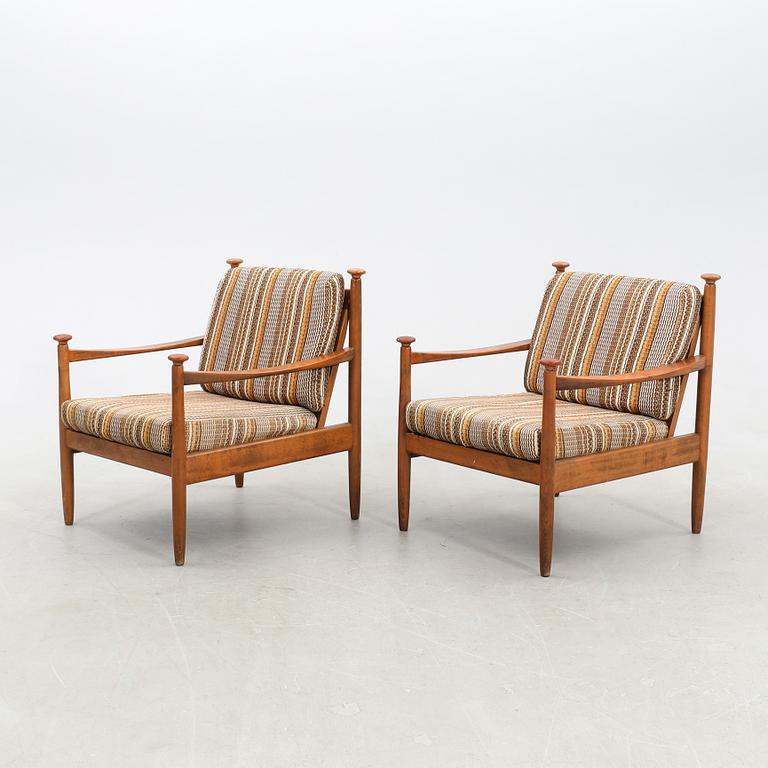 Armchairs, a pair, likely from Denmark, 1960s.