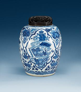 1567. A blue and white jar, Qing dynasty, Kangxi (1662-1722).