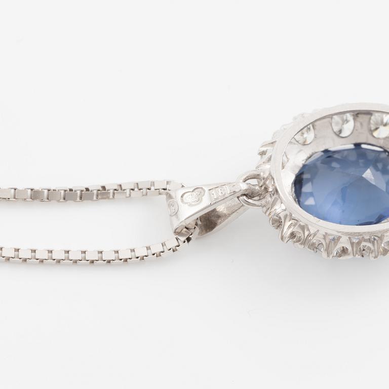 Pendant, Lennart Magnusson, 18K white gold with sapphire and brilliant-cut diamonds, chain 18K white gold included.