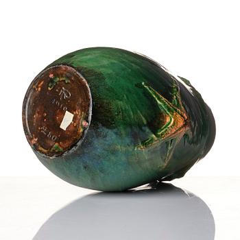 Hilma Persson-Hjelm, a glazed earthenware art nouveau vase, executed in her own studio, Arvika 1910. No 1280.