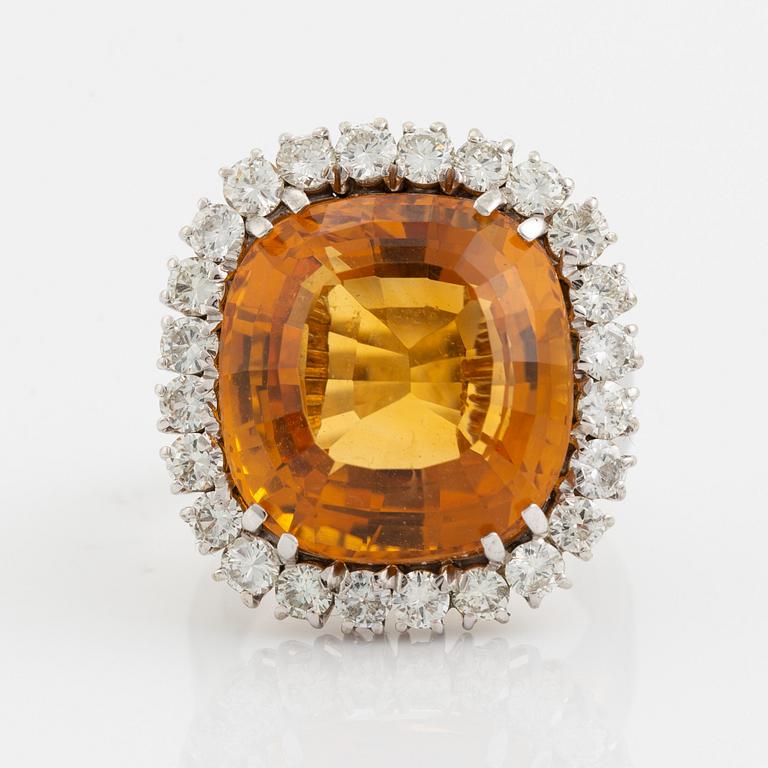 Citrine and brilliant cut diamond cocktail ring.