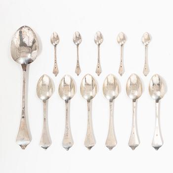 Bestick, 10 st, silver, Danmark 1912-13.