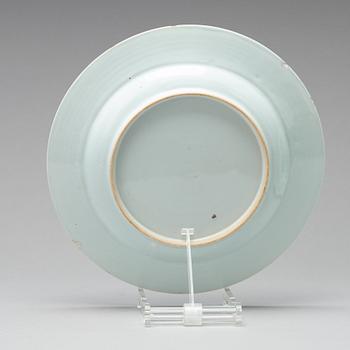 A pair of famille rose 'double peacock' dishes, Qing dynasty, Qianlong (1736-95).
