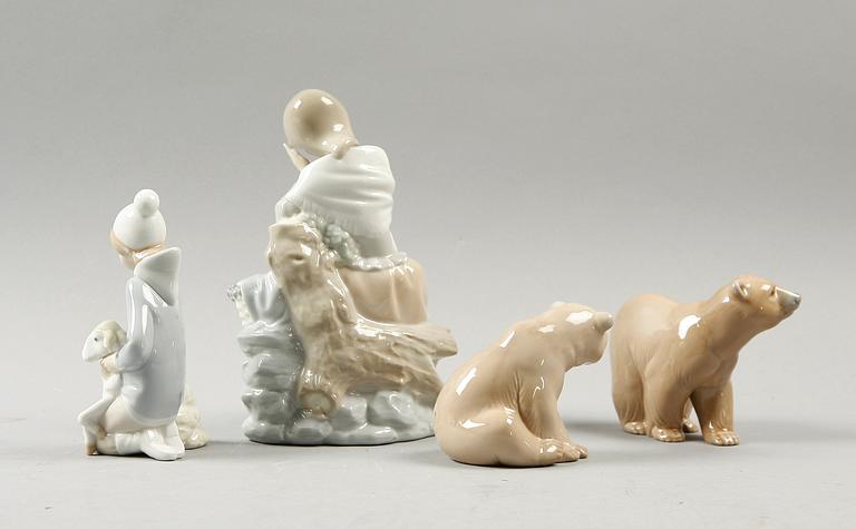 FIGURINER, 4 st, porslin, Lladro.