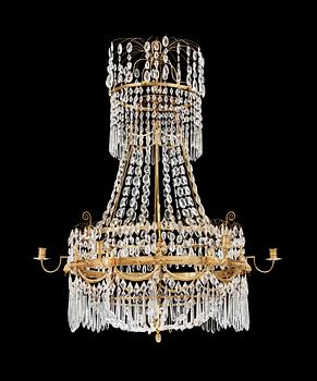 530. A late Gustavian early 18th century seven-light chandelier in the manner of C. H. Brolin.