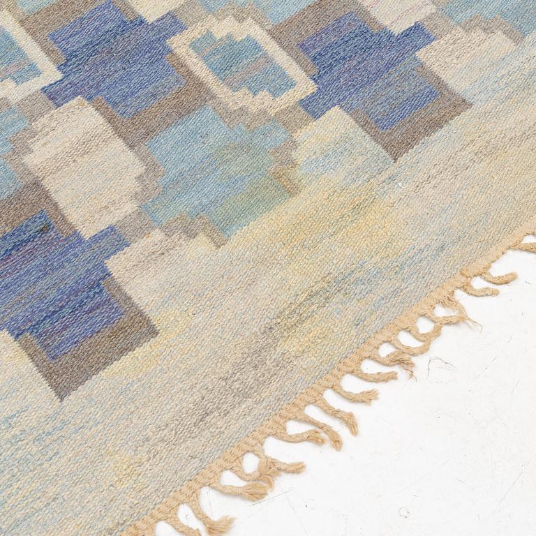 Judith Johansson, a carpet. 'Campanula' flat weave c 265 x 190 cm, signed JJ.