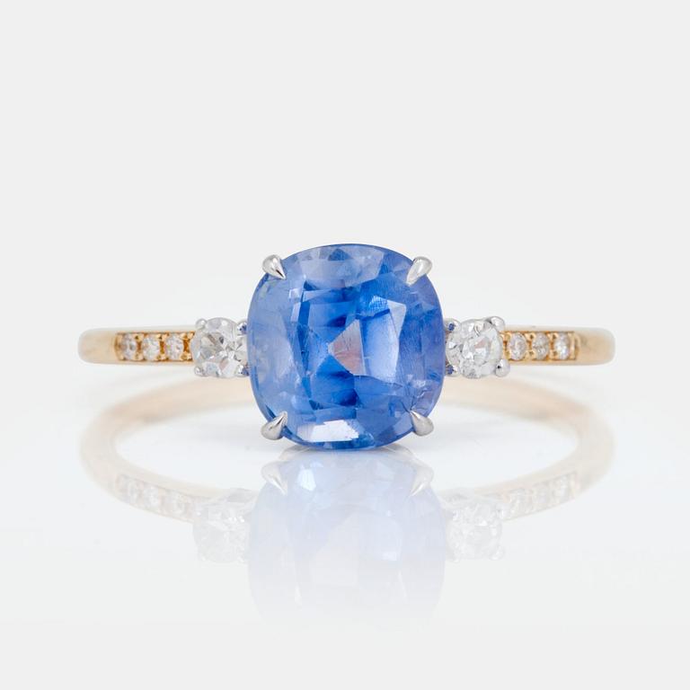 A circa 2.00ct unheated sapphire and brilliant-cut diamond ring. Certificate from GCS on the sapphire.