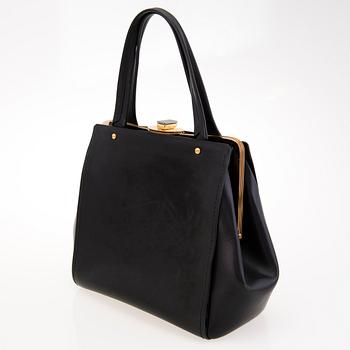 Lanvin Black Leather Vertical Doctor Bag.