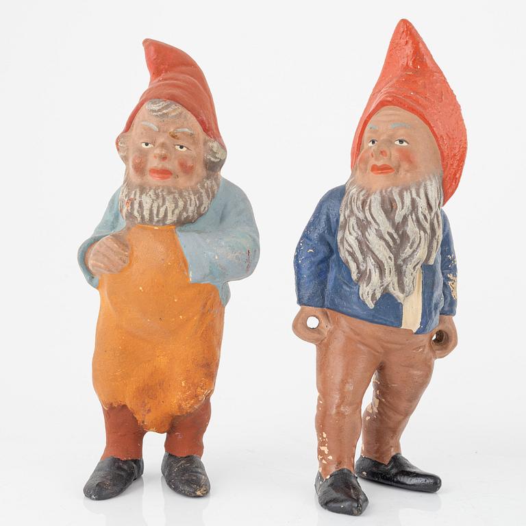 Six ceramic gnomes, first half of the 20th century.