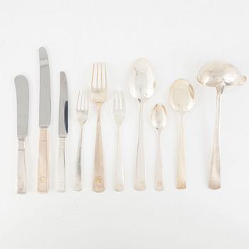 Jacob Ängman, a 111-piece silver flat wear set, "Rosenholm", GAB, Sweden,