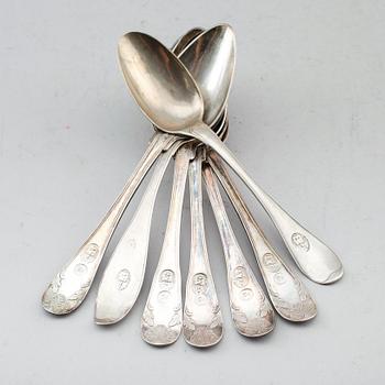 MATSKEDAR, 7 st, silver, bl a Anders Lundqvist, Stockholm 1827. Vikt ca 443 g.