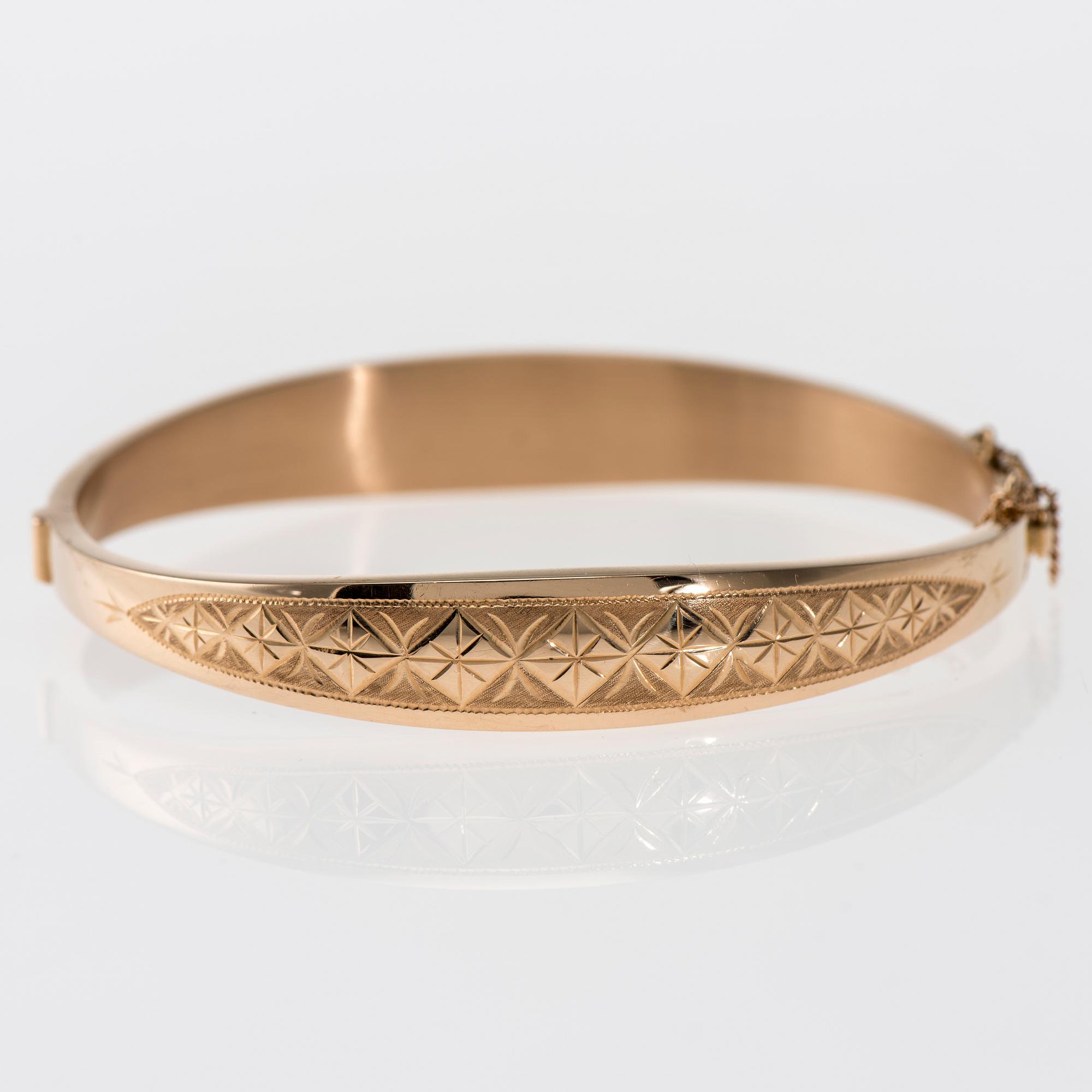 ARMBAND, 14K guld. Helsinki, 1959. Vikt ca 15,8 g.
