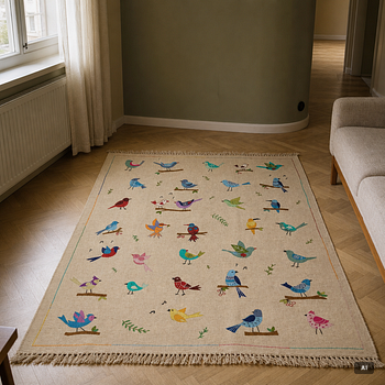 A hand-embroidered Kelim rug, c. 230 x 173 cm.