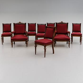 STOLAR, 6 st, KARMSTOLAR, 1 par, 1800-talets slut.