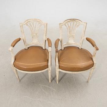 Armchairs, a pair in the Louis XVI style, second half of the 20th century.