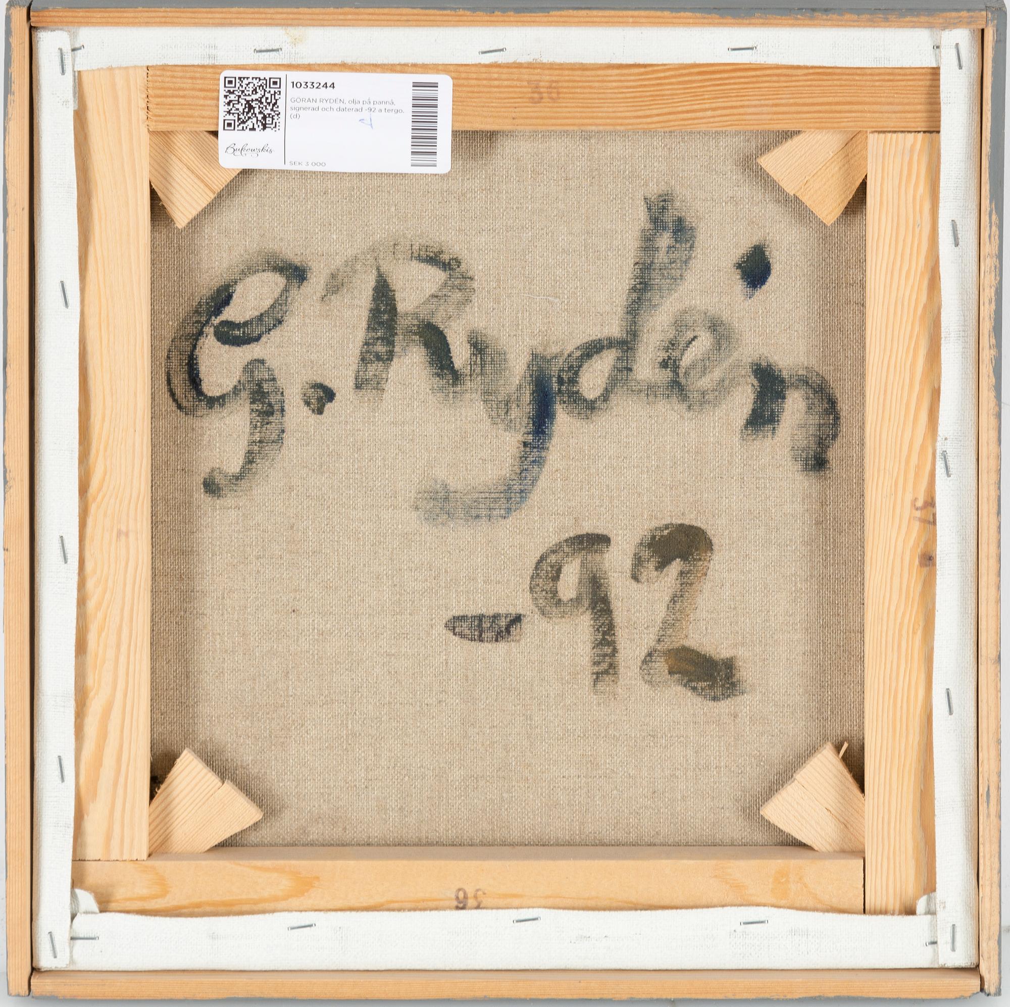 GÖRAN RYDÉN, oil on canvas, signed and dated on verso. - Bukowskis