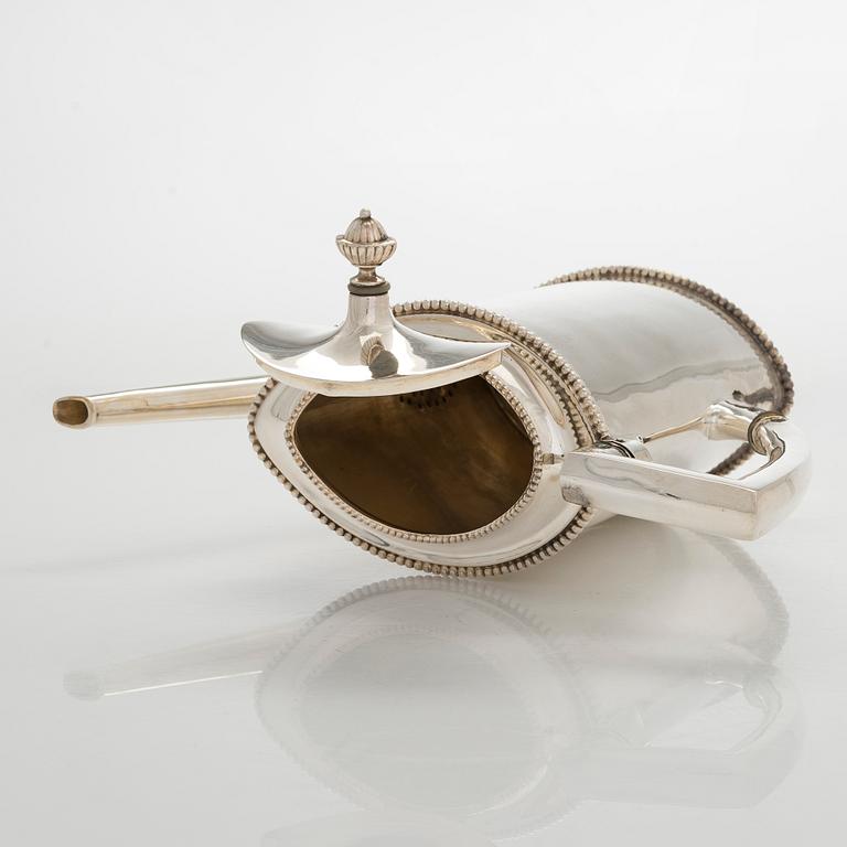 An early 20th century 4- piece sterling silver empire coffee set, C.G. Hallbergs Guldsmeds AB, Stockholm.