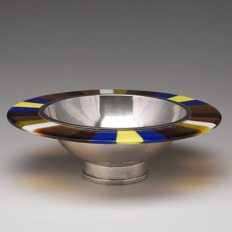 Rolf Karlsson, a sterling silver and glass bowl, Enköping (Grillby), 1996.