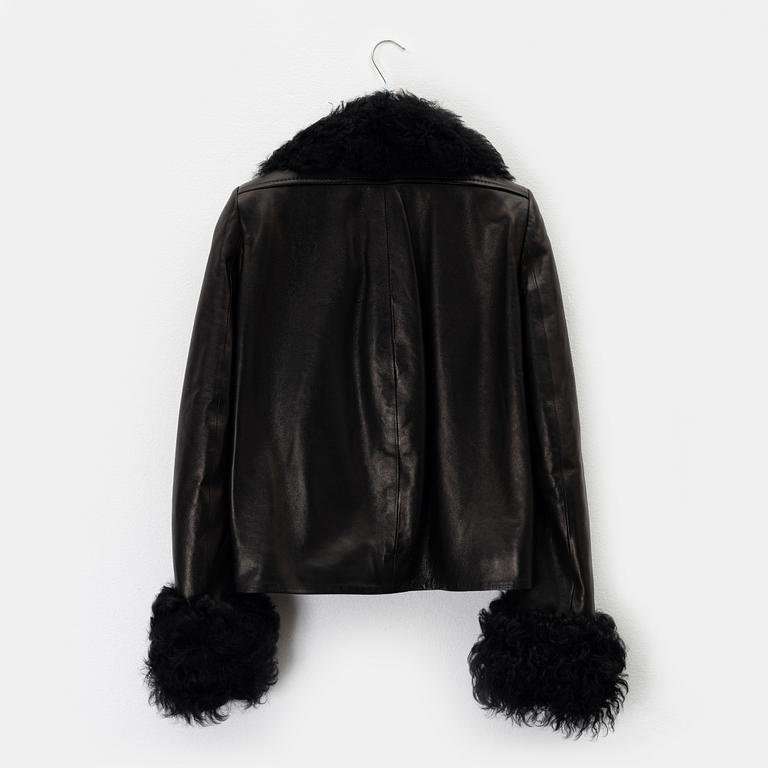 Balenciaga, a leather and sheepskin jacket, size 36.
