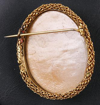 CAMÉBROSCH, agat, gulmetall, Italien 1800-tal.