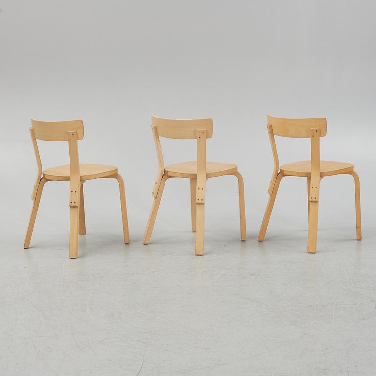 Alvar Aalto, stolar, 3 st, modell 69, Artek, Finland.