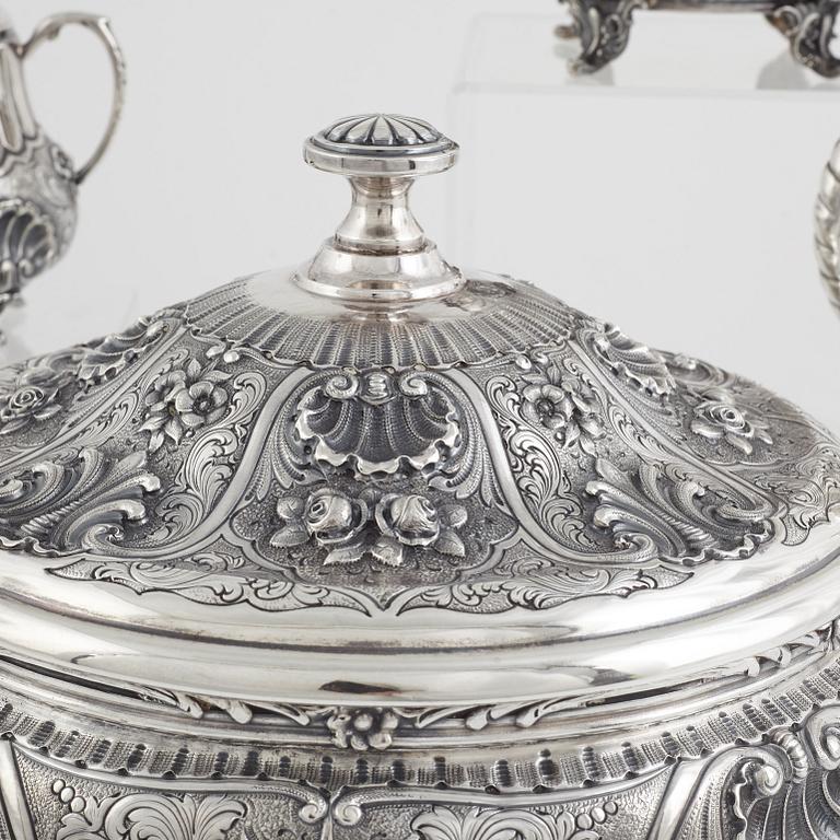 Kaffe- och teservis, 5 delar, sterling silver, 1900-tal, ATN, Bogota, Colombia.