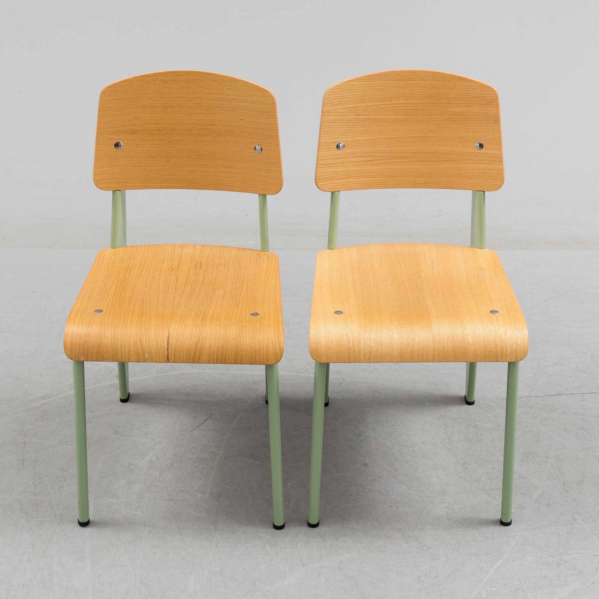 A pair of chairs, Prouvé Collection, Jean Prouvé, Vitra edition 2002.