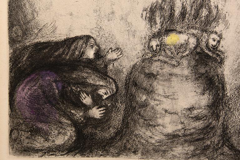 Marc Chagall, handkolorerad etsning, signerad 75/100.